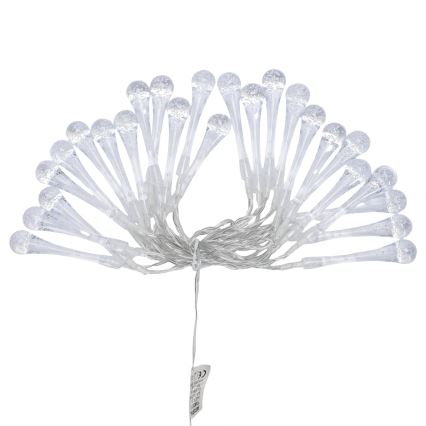 Aigostar - LED vanjski božićni niz 25x LED / 8 funkcija, 3x AA, 2,5 m, IP44, toplo bijela, u obliku kapljica