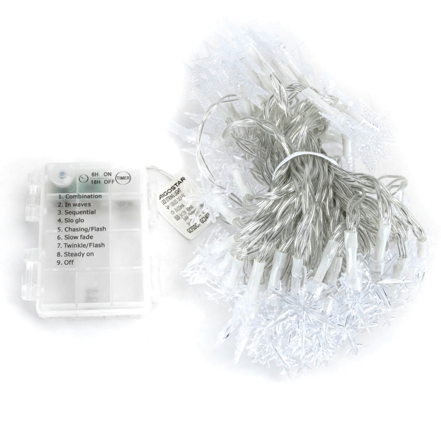 Aigostar - LED vanjski lanac 25xLED/8 funkcija 3xAA 2,5m IP44 topla bijela u obliku zvijezda