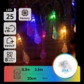 Aigostar - LED vanjski božićni niz 25xLED/8 funkcija 3xAA 2,5m IP44 višebojne kapljice
