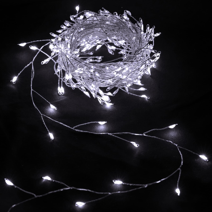 Aigostar - LED Vanjski božićni lanac 300xLED/8 funkcija 3xAA 9,3m IP44 hladno bijela