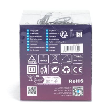 Aigostar - LED vanjski božićni niz 400 LED/8 funkcija 23 m IP44 topla bijela