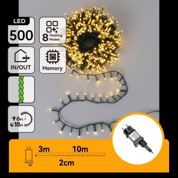 Aigostar - LED vanjski božićni niz 500xLED/8 funkcija 13m IP44 topla bijela