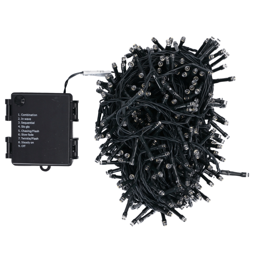 Aigostar - LED vanjski božićni niz 500xLED/8 funkcija 4xAA 25,3 m IP44 topla bijela