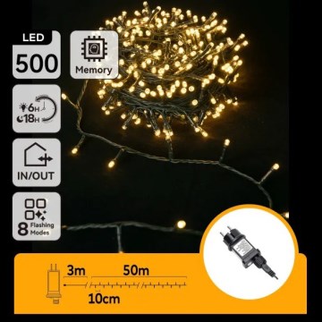Aigostar - LED Vanjski božićni niz 500xLED/8 funkcija 50m IP44 topla bijela