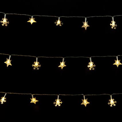 Aigostar - LED vanjski božićni niz 50xLED/8 funkcija 3xAA 5m IP44 topla bijela u obliku zvijezda