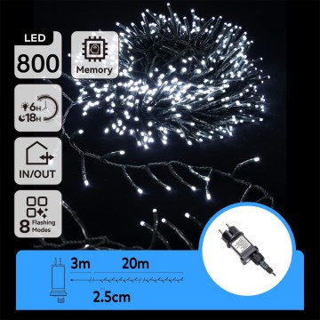 Aigostar - LED vanjski božićni niz 800xLED/8 funkcija 23m IP44 hladno bijela