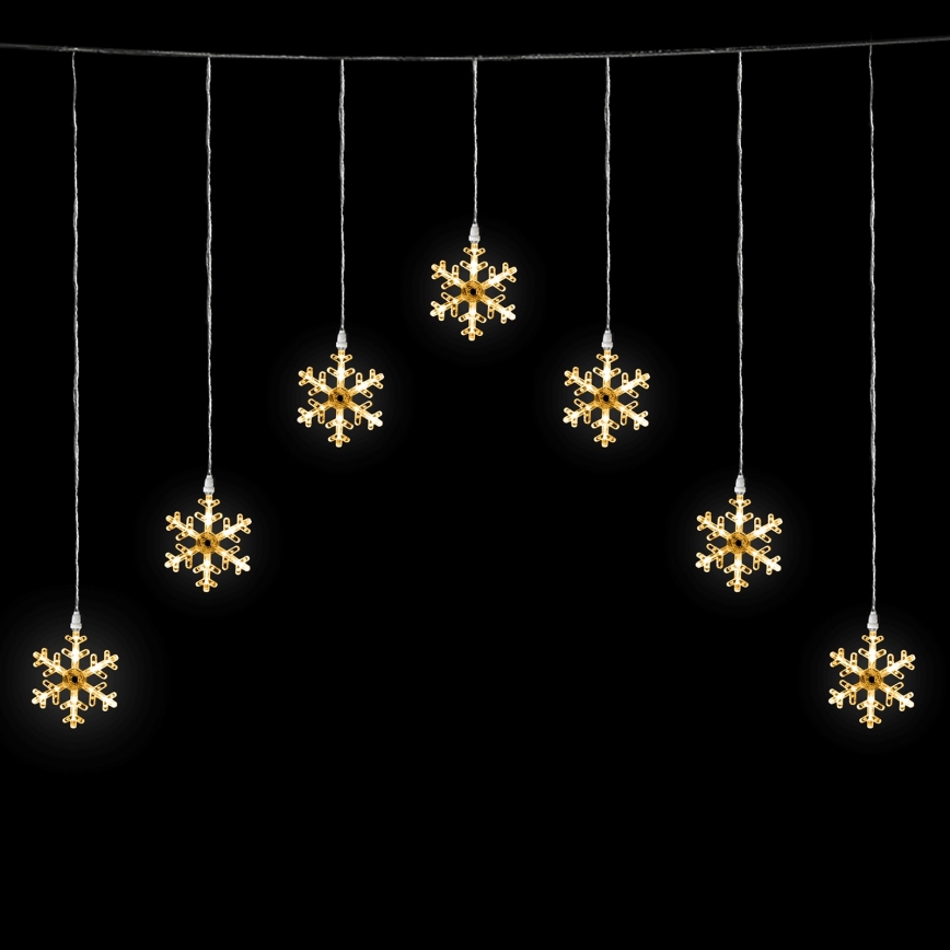 Aigostar - LED vanjski božićni lanac, 84 LED, 8 funkcija, 1,2 x 1 m, IP44, toplo bijelo, dizajn pahuljica