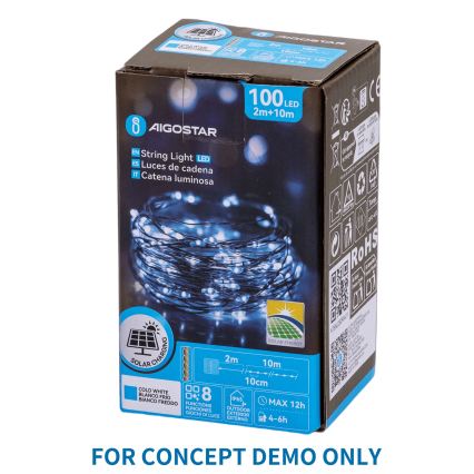 Aigostar - LED vanjski božićni niz 900xLED/8 funkcija 6m IP44 hladno bijelo