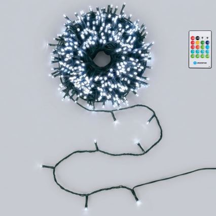 Aigostar - vanjski božićni LED niz s prigušivanjem i senzorom pokreta 100xLED/3xAA 12m hladno bijela + daljinski upravljač
