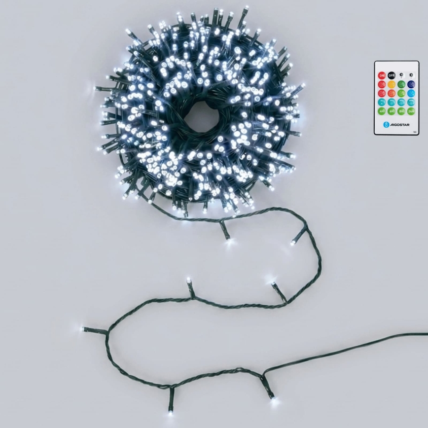 Aigostar - vanjski božićni LED niz s prigušivanjem i senzorom pokreta 100xLED/3xAA 12m hladno bijela + daljinski upravljač