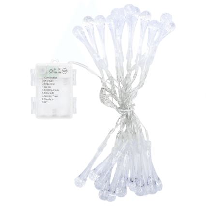 Aigostar - LED vanjski niz 25xLED/8 funkcija 3xAA 2,5 m IP44 topla bijela u obliku kapljica