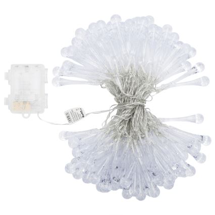 Aigostar - LED vanjski božićni niz 100xLED/8 funkcija 3xAA 10 m IP44 topla bijela, kapljice