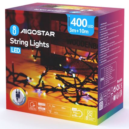 Aigostar - LED vanjski božićni svjetlosni niz 400xLED/8 funkcija 13m IP44 višebojno