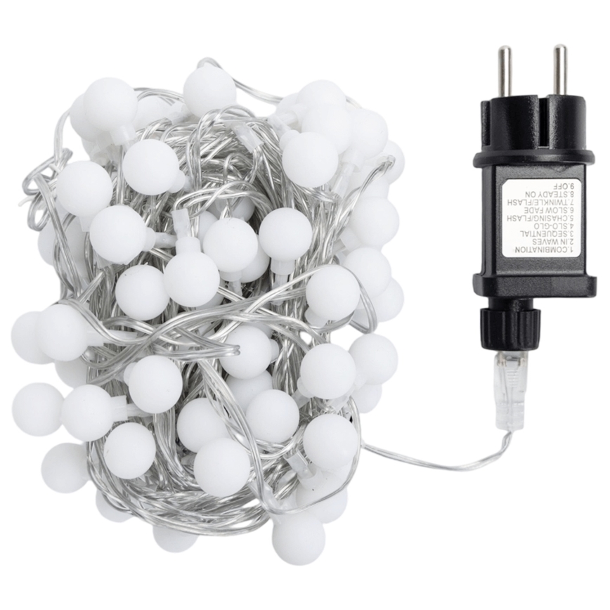 Aigostar - LED vanjski dekorativni niz 100xLED/8 funkcija 10 m IP44 hladna bijela