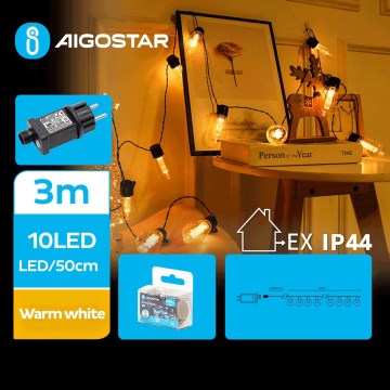 Aigostar - LED vanjski dekorativni niz 10xLED/3m IP44 topla bijela