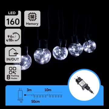 Aigostar - LED vanjski dekorativni niz 160xLED 10m IP44 hladno bijela