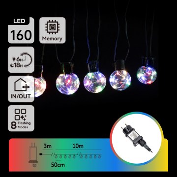 Aigostar - LED vanjski dekorativni niz 160xLED 10m IP44 višebojno