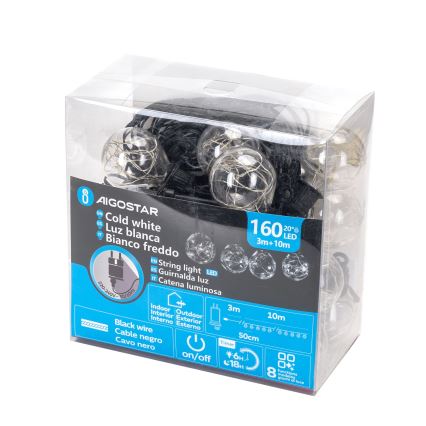Aigostar - LED vanjski dekorativni lanac 160xLED 10m IP44 hladno bijela