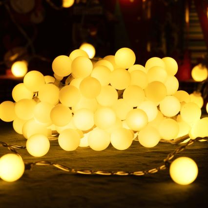 Aigostar - Vanjski dekorativni LED lanac, 50 LED, 8 funkcija, 5 m, IP44, topla bijela