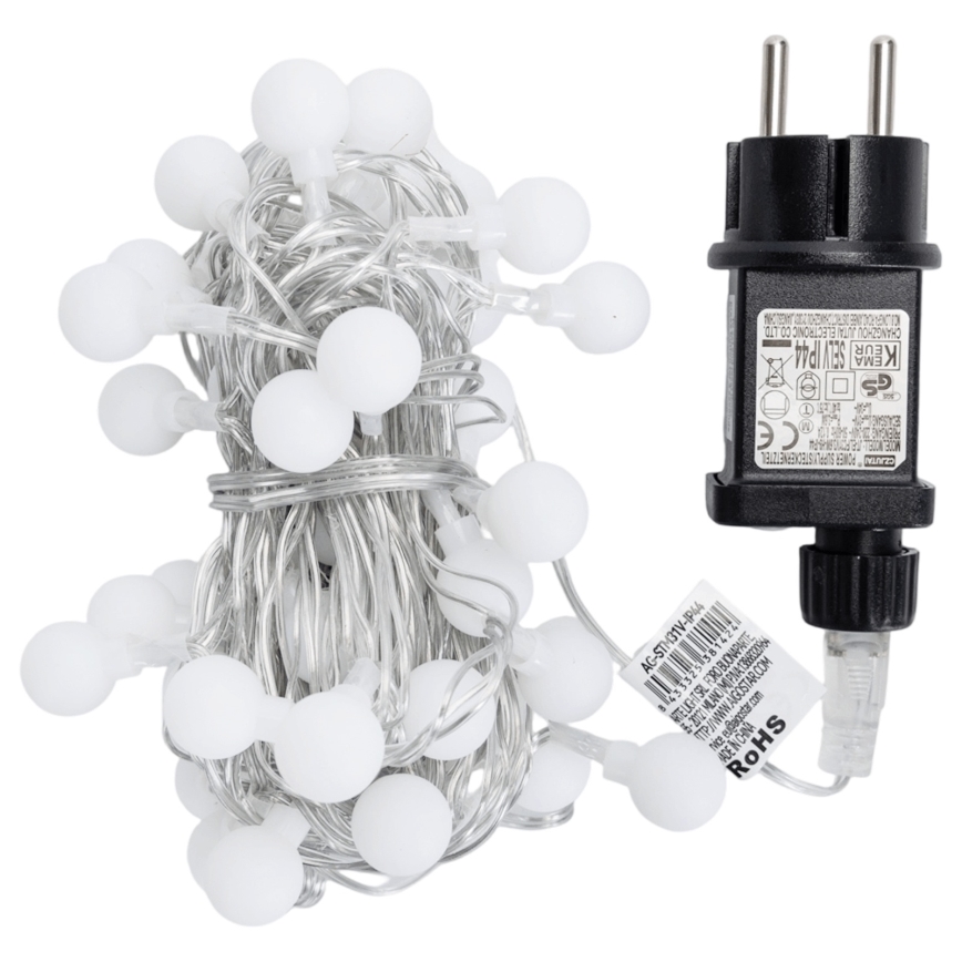 Aigostar - Vanjski dekorativni LED lanac, 50 LED, 8 funkcija, 5 m, IP44, topla bijela