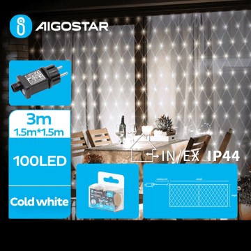 Aigostar - LED Vanjski lanac 100xLED/8 funkcija 4,5x1,5m IP44 hladna bijela