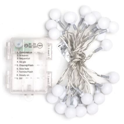 Aigostar - LED Vanjske božićne lampice 25xLED/3xAA/8 funkcija 2,8 m IP44 hladna bijela