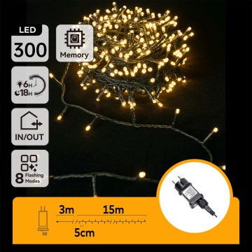 Aigostar - LED vanjski lanac 300xLED/8 funkcija 18 m IP44 topla bijela