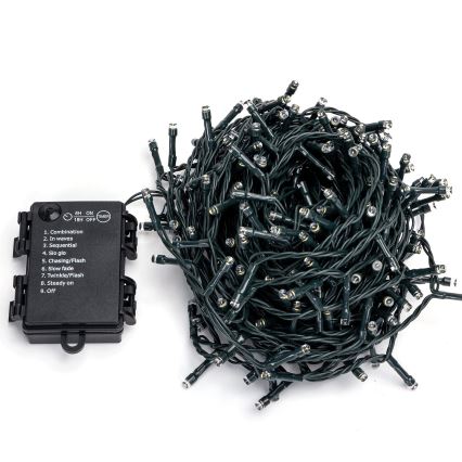 Aigostar-LED Vanjski LED lanac 300xLED/8 funkcija 3xAA 15,3m IP44 topla bijela