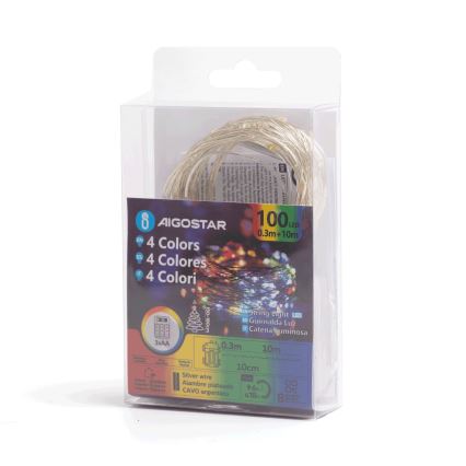 Aigostar - LED Vanjski  lanac 100xLED/8 funkcija/3xAA10,3m IP44 višebojno