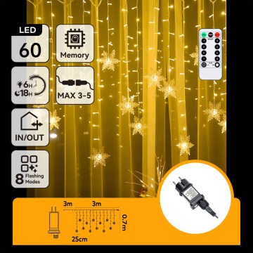 Aigostar - LED vanjski niz 120xLED/8 funkcija 3x0,7m IP44 topla bijela + daljinski upravljač