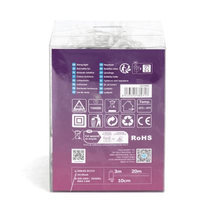 Aigostar - LED vanjski niz 200xLED/8 funkcija 23m IP44 hladno bijela