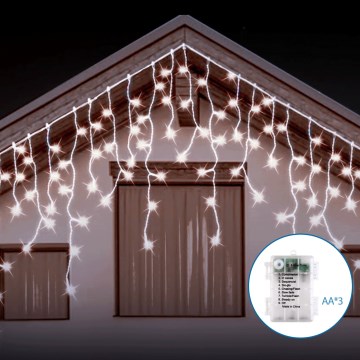 Aigostar - LED vanjski niz 200xLED/8 funkcija 3xAA 13x0,6m IP44 hladno bijela