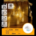 Aigostar - LED vanjski niz 25xLED/8 funkcija 3xAA 2,5 m IP44 topla bijela u obliku kapljica