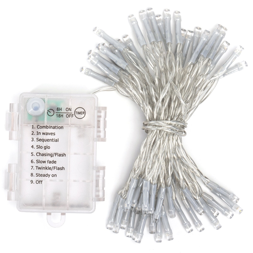 Aigostar - LED vanjski niz 50xLED/8 funkcija 3xAA 5,3 m IP44 višebojni