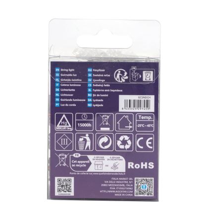 Aigostar - LED vanjski niz 50xLED/8 funkcija 3xAA 5,3 m IP44 višebojni