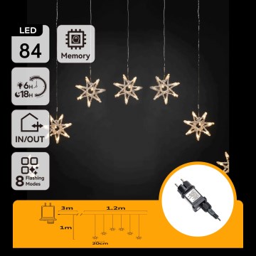 Aigostar - LED vanjski  niz 84xLED/8 funkcija 1,2x1m IP44 topla bijela pahuljice