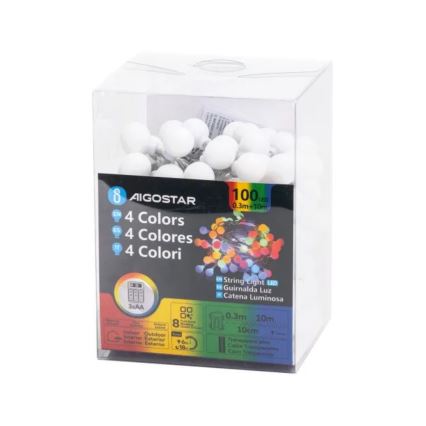 Aigostar - LED vanjski niz 100xLED/3xAA/8 funkcija 10,3 m IP44 višebojni