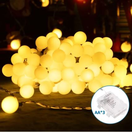 Aigostar-LED Vanjski svjetlosni lanac 25xLED/3xAA/8 funkcija 2,8 m IP44 topla bijela
