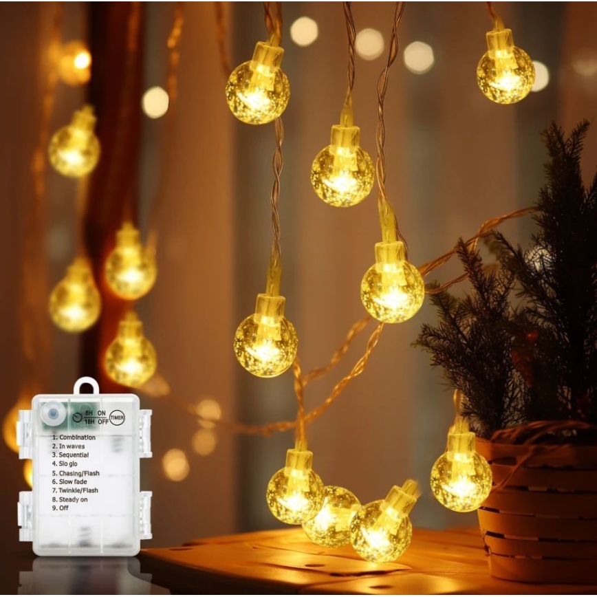 Aigostar - LED vanjski niz 100xLED/3xAA/8 funkcija, 10,3 m, IP44, topla bijela