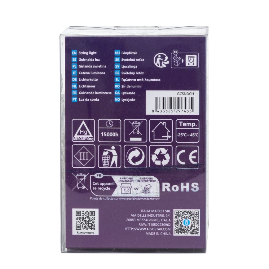 Aigostar - LED vanjski  niz 100xLED/8 funkcija/3xAA 10,3m IP44 hladno bijela