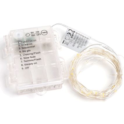 Aigostar -LED vanjski svjetlosni niz 150xLED/8 funkcija 3xAA 15,3m IP44 topla bijela