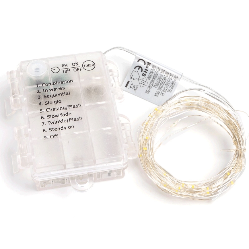 Aigostar -LED vanjski svjetlosni niz 150xLED/8 funkcija 3xAA 15,3m IP44 topla bijela