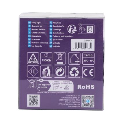 Aigostar - Vanjski LED niz, 200 LED, 8 funkcija, 3xAA, 10,3 m, IP44, topla bijela