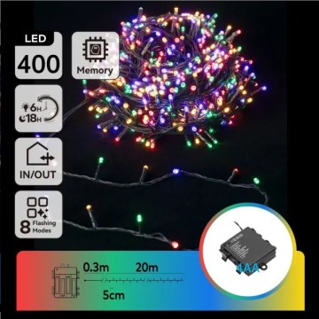 Aigostar - LED vanjski svjetlosni niz 400x LED/8 funkcija 4xAA 20,3 m IP44 višebojan