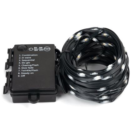 Aigostar - LED vanjski svjetlosni niz 50xLED/8 funkcija 3xAA 5,3m IP44 topla bijela