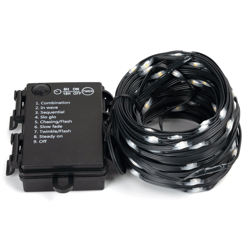 Aigostar - LED vanjski svjetlosni niz 50xLED/8 funkcija 3xAA 5,3m IP44 topla bijela