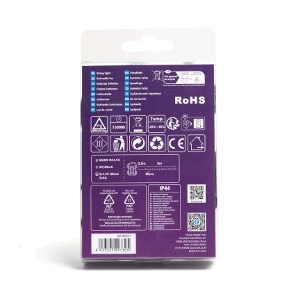 Aigostar - LED vanjski svjetlosni niz 50xLED/8 funkcija 3xAA 5,3m IP44 topla bijela