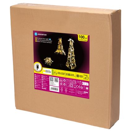 Aigostar - LED vanjski božićni bor 100 LED, 1,5 m, IP44, bijela/zlatna, topla bijela