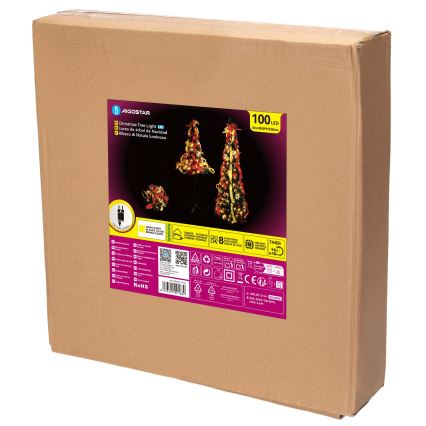 Aigostar - LED vanjski božićni bor 100xLED 1,5m IP44 crvena/zlatna topla bijela