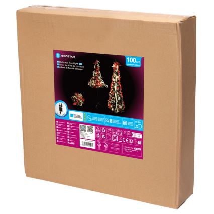 Aigostar - LED Vanjski božićni bor 100xLED 1,5m IP44 crvena hladna bijela